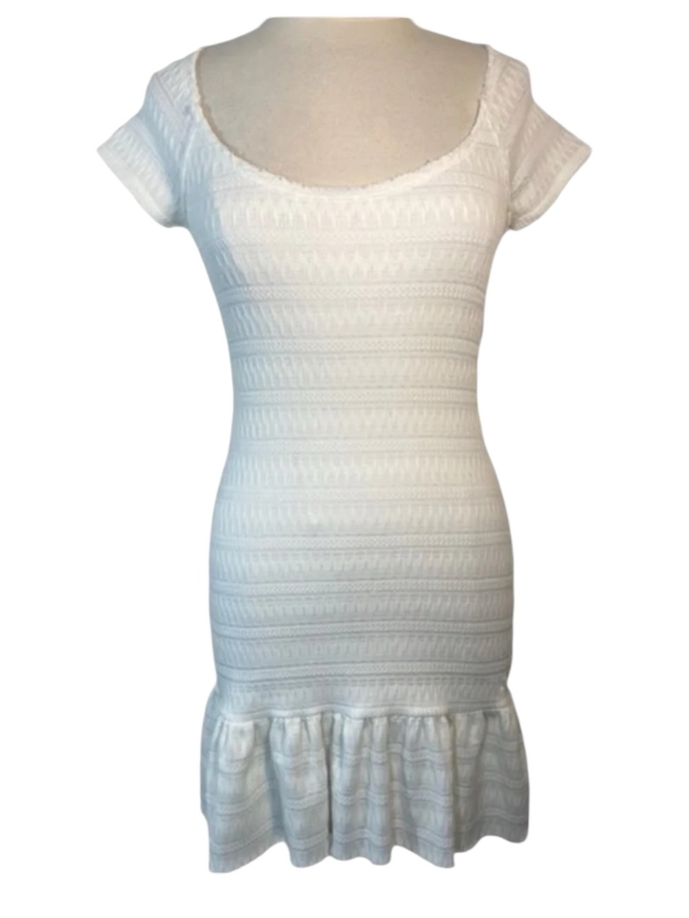 Free People Cozy Day Flounce Drop Waist Mini Dress in Ivory (Size S) - Picture 4 of 9